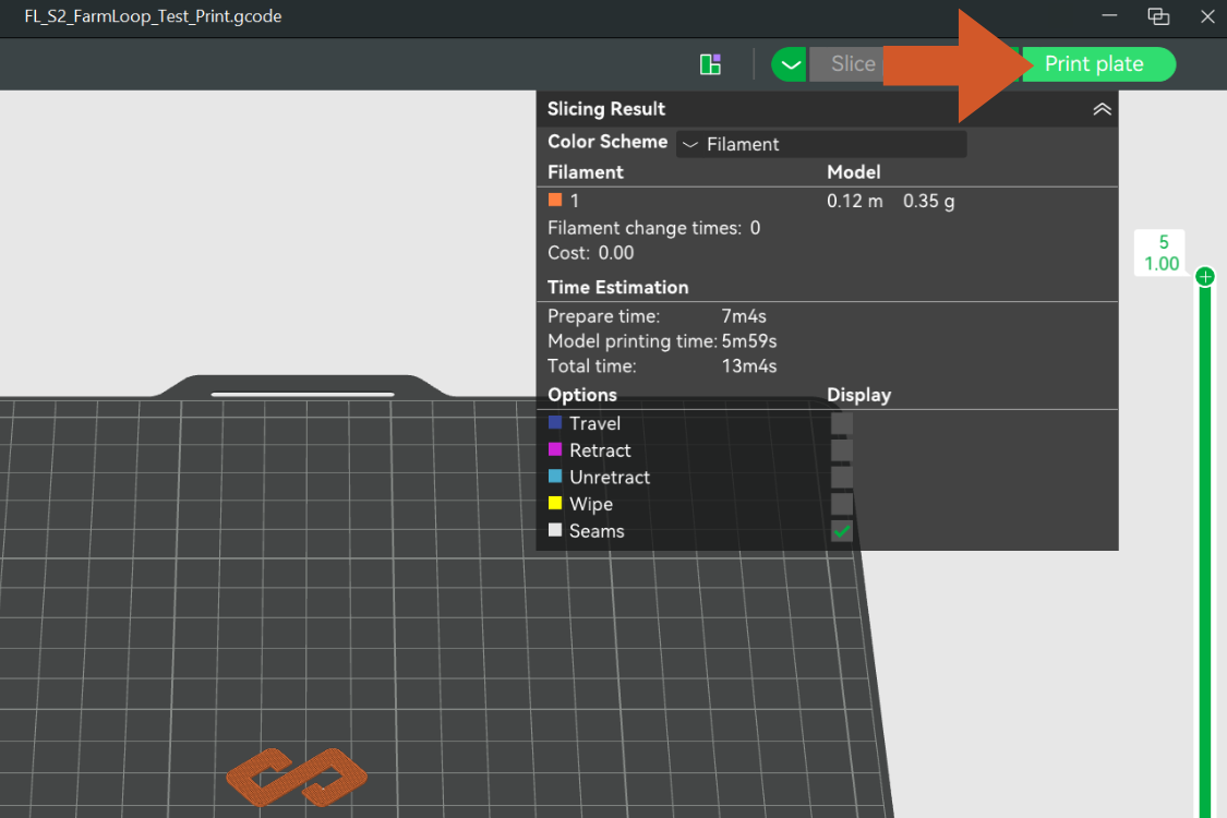 Sending the FL_S2 file to the printer from Bambu Studio
