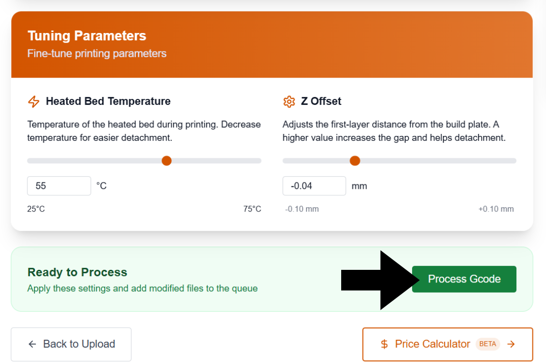 Processing the G-code in the FarmLoop app