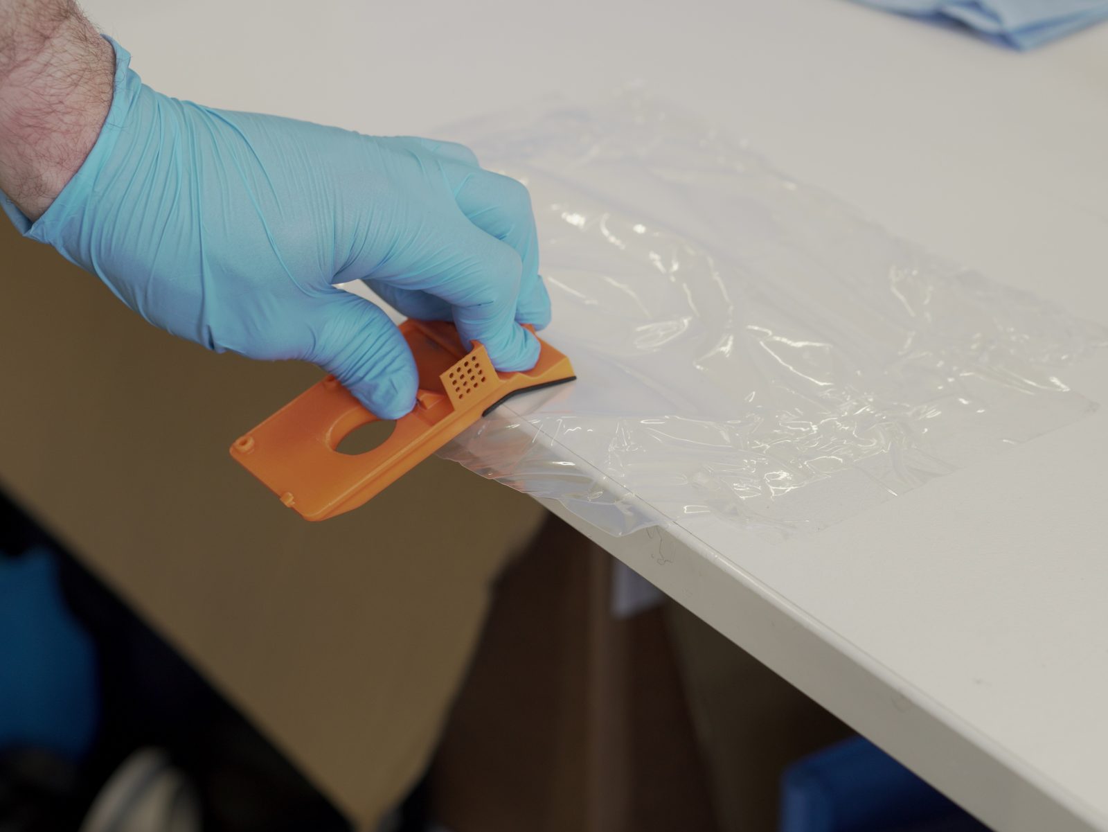 Glue applied to the recessed area