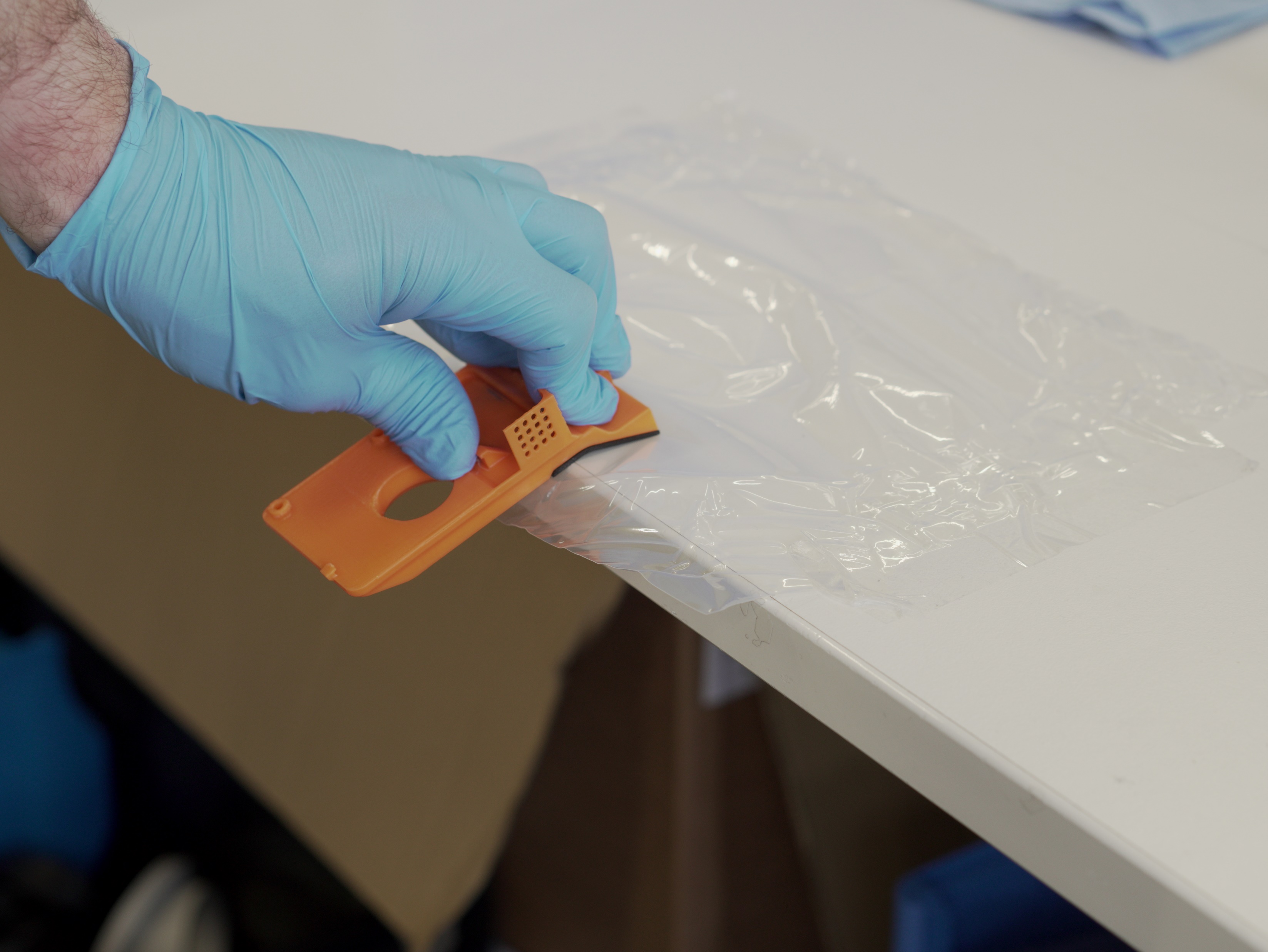 Glue applied to the recessed area