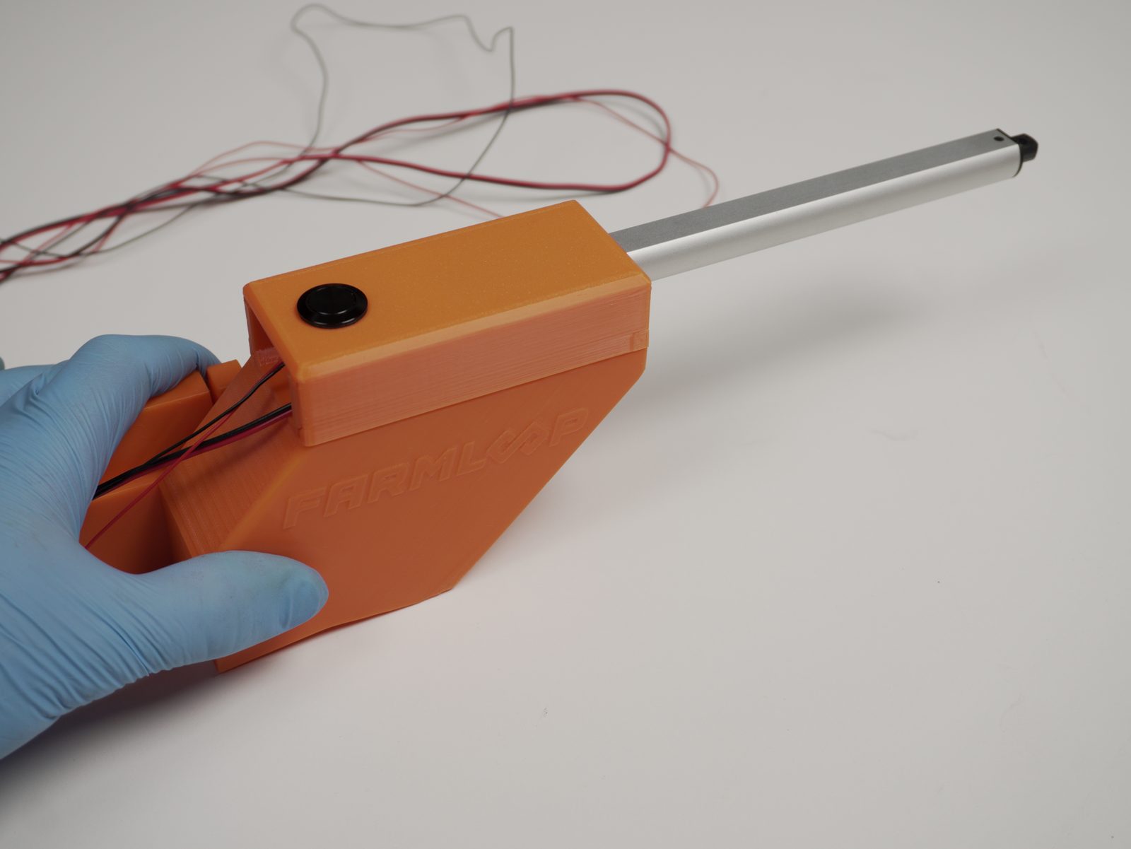Door-opener housing assembled with the actuator inserted, before the cover is fitted