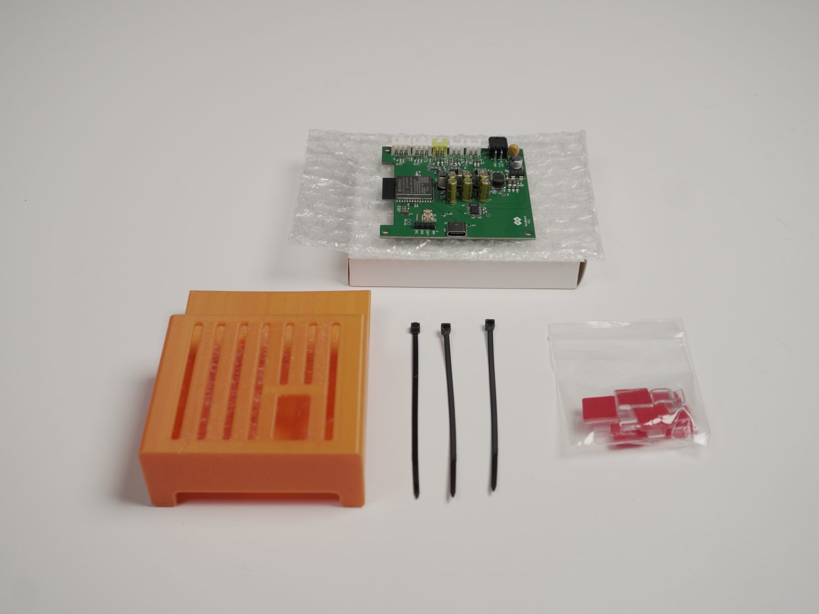 FarmBoard PCB and PCB basket laid out before installation