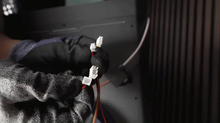 Inserting the wire harness into the print room