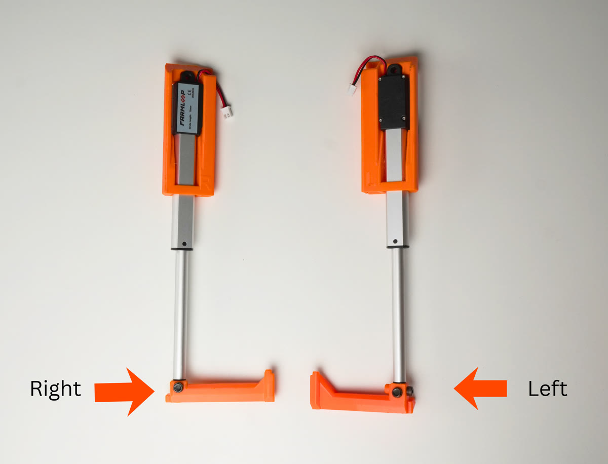 Assembled left and right benders showing correct orientation