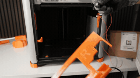 Wire harness threaded through all bottom parts following the routing path