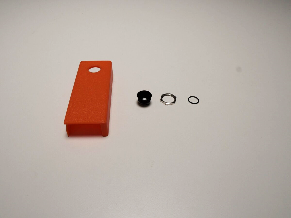 Door-opener button, O-ring, bracket, and hex nut